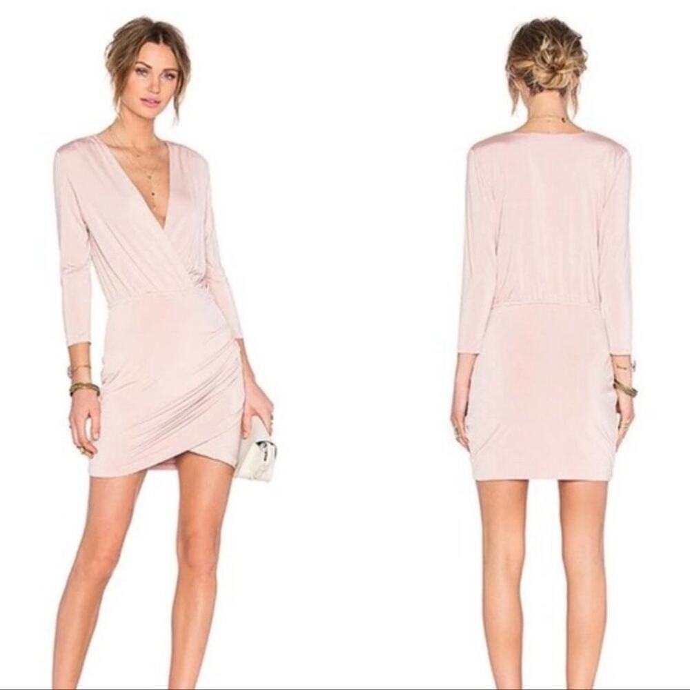 LOVERS + FRIENDS REVOLVE Love Happy V- Neck Blush Mini Dress